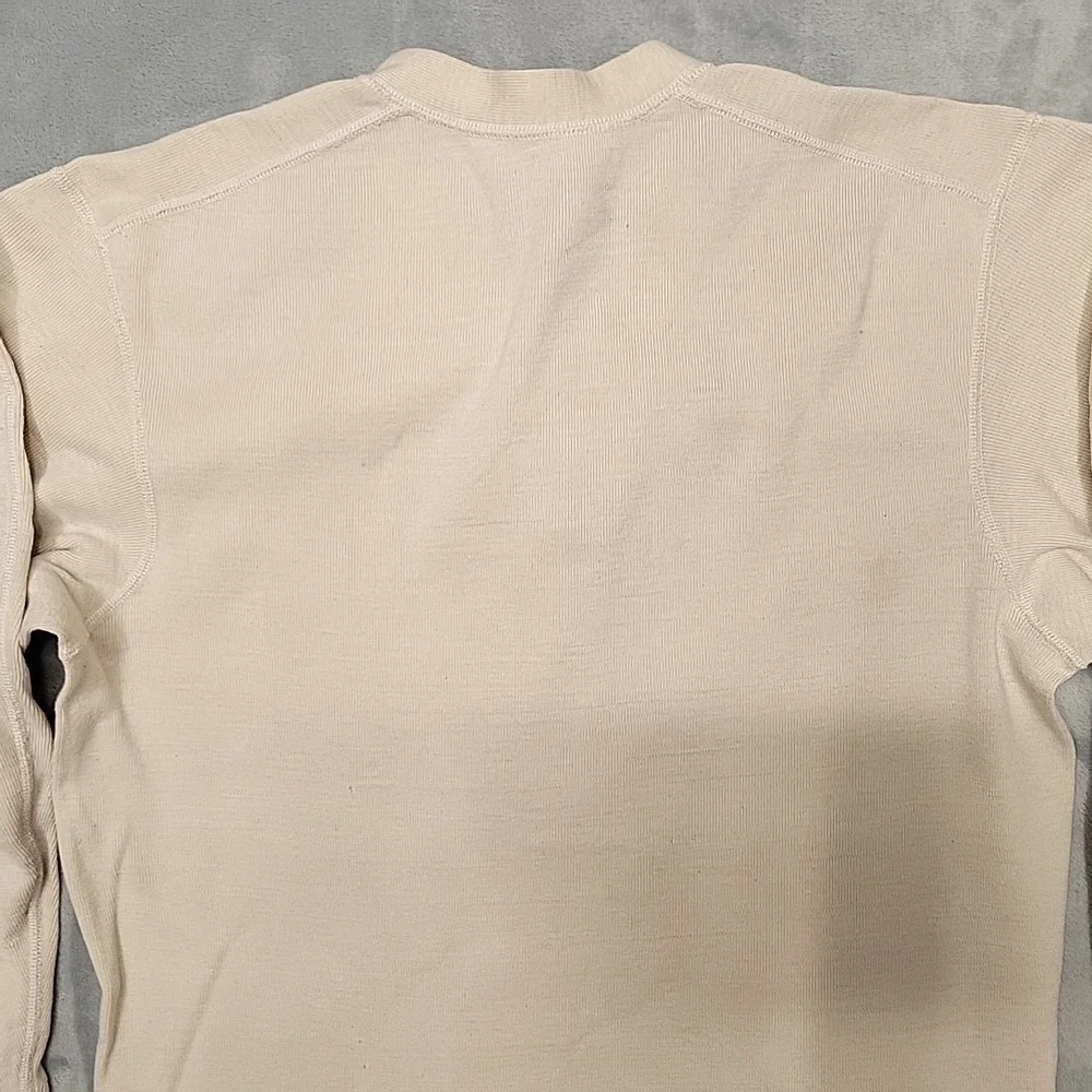 VTG Undershirt Winterweight Mens Medium Beige Henley Long Sleeve Made In USA